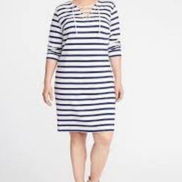Old Navy Striped Lace-Up Shift Dress XXL - Picture 1 of 11